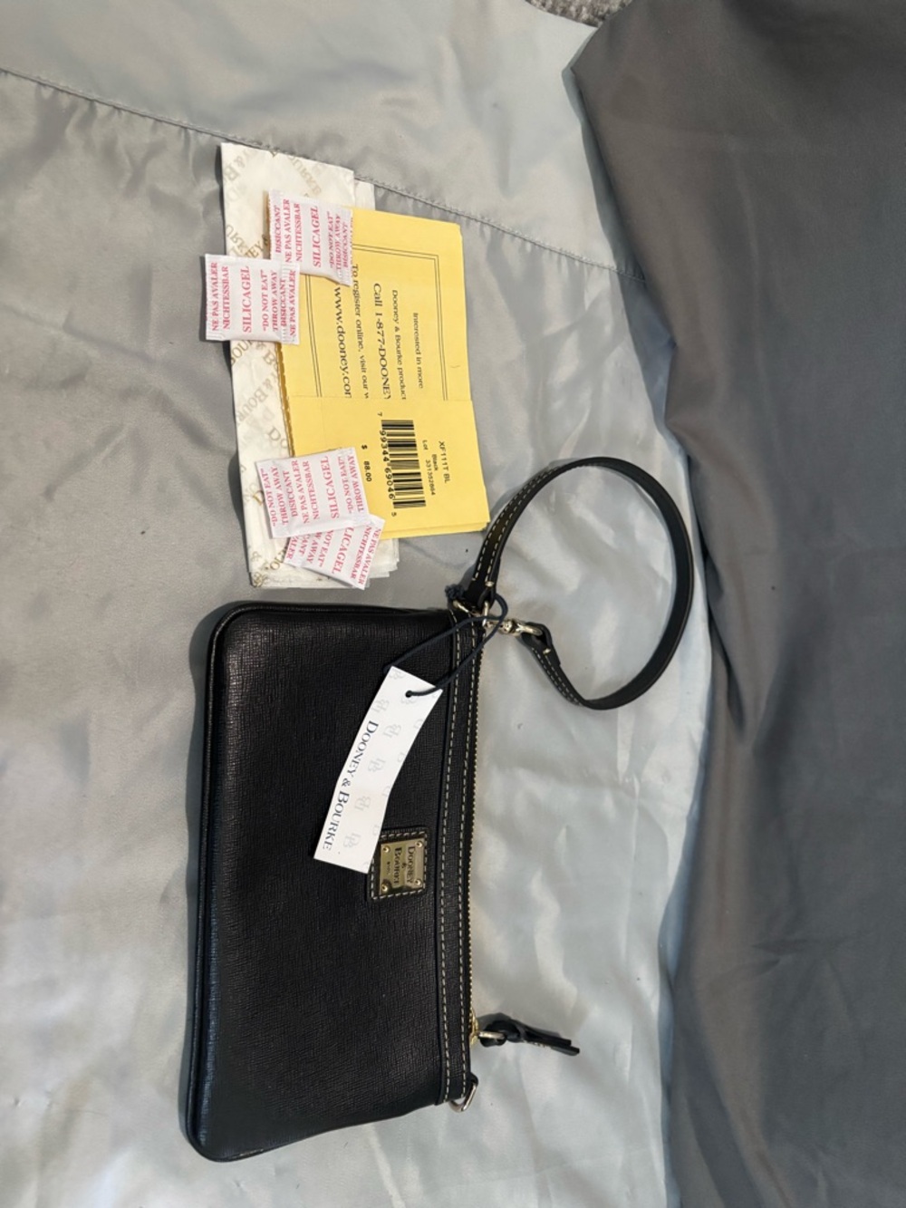 Dooney & Bourke Black Leather Wristlet Clutch with Gold Hardware - Picture 6 of 7